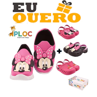KIT 02 PARES TÊNIS + BABUCHE PLOC  (Tênis PLAY03 PINK MINNIE POÁ PINK + BABUCHE A SUA ESCOLHA) em Oferta na Shopee