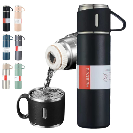 Garrafa Squeeze Fosco Térmica Aço Inox Com Copo Stainless Steel Top