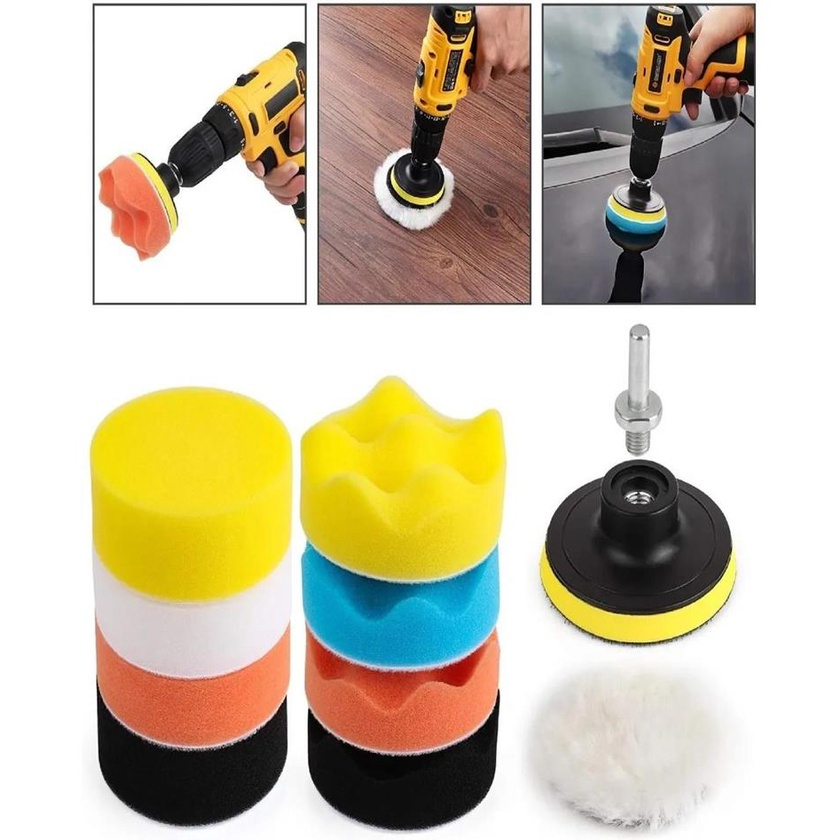 Kit Polimento + Disco Adaptador Furadeira Boinas La 11pcs carro etc. (envio Imediato e Rápido)