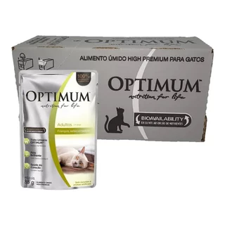 Caixa 20un Ração Úmida Optimum Sachê Gatos Adultos Frango 85 g