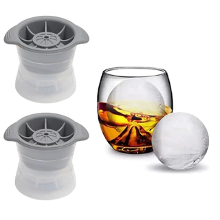 Kit 2 Formas De Gelo Redonda Esfera Grande Para Drink Whisky