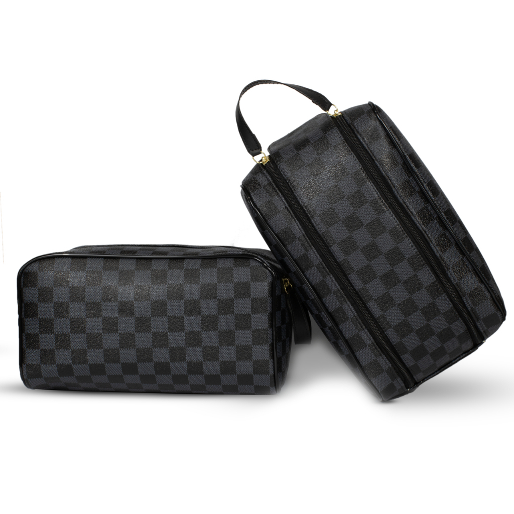 Necessaire Bolsa Porta Chuteira Zíper Duplo Interior Forrado - Preto