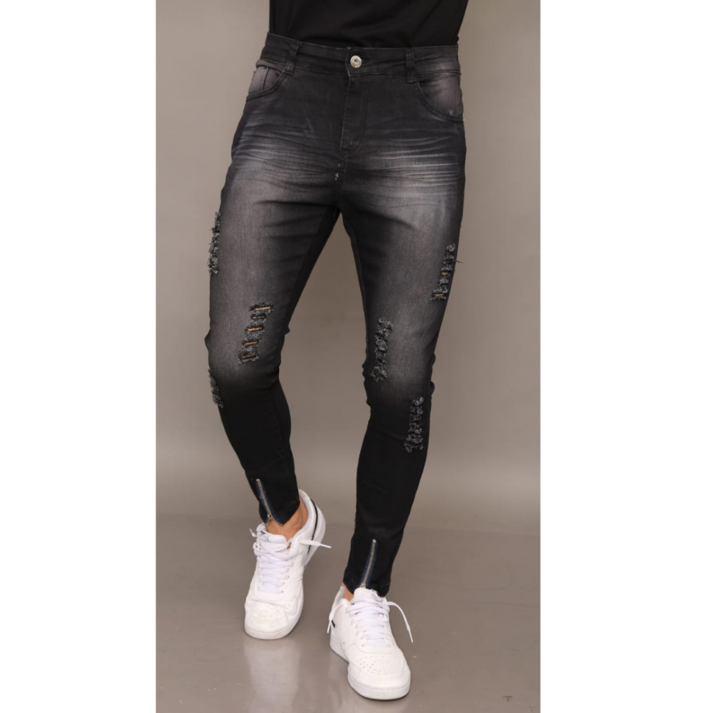 Calça Jeans Skinny Rasgada Masculina Slim Sport Homem 486 no Shoptime