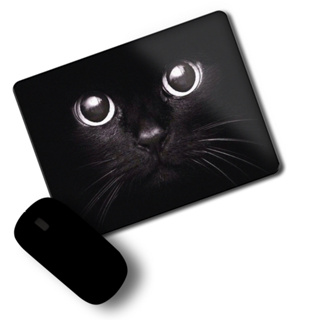 Mousepad Gatinhos fofos gatos cinza fundo preto com apoio