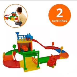 Brinquedo Pista de Corrida de Carrinhos Educativos Infantil + 2 Carrinhos Pista Baby