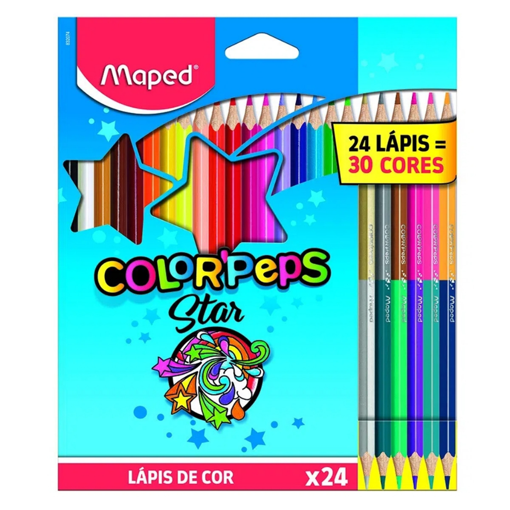 LAPIS DE COR COLOR PEPS MAPED 30 CORES STAR | Shopee Brasil