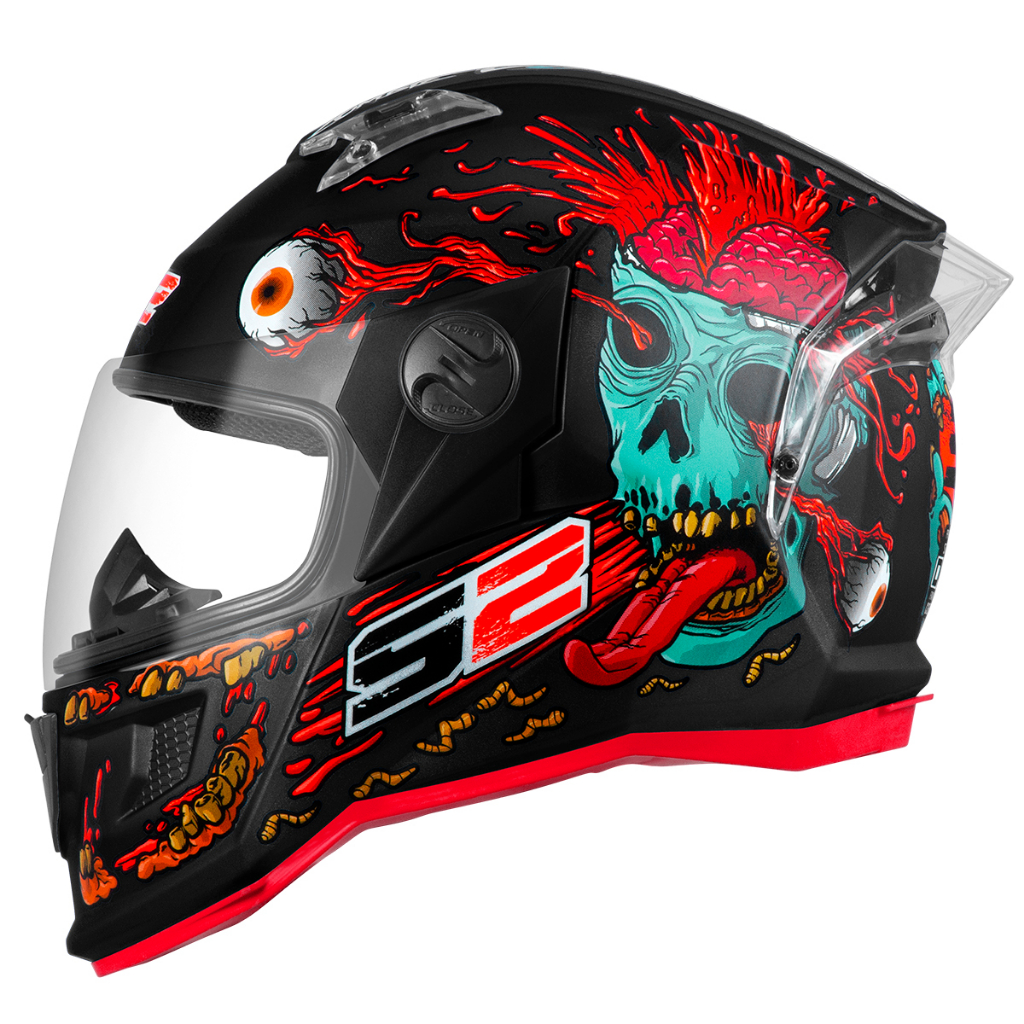 Capacete Moto Fechado Feminino e Masculino Pro Tork Stealth Zombie Brilhante