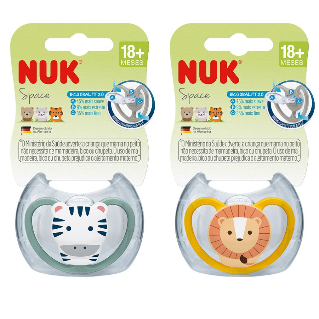 NUK SPACE 2 CHUPETES DE SILICONA 18-36 MESES CEBRA