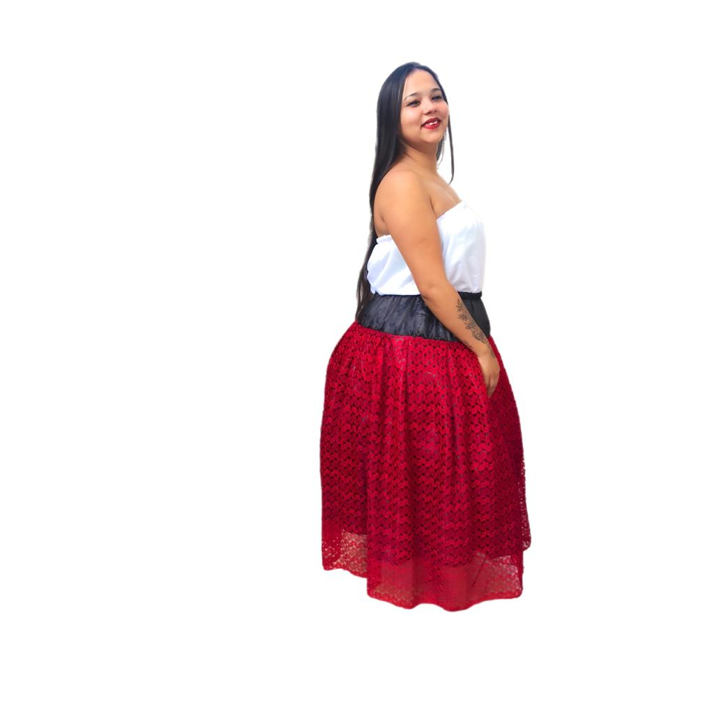 Saia de Renda com forro Branca Umbanda Candomble 3 metros de roda e 1 m ...