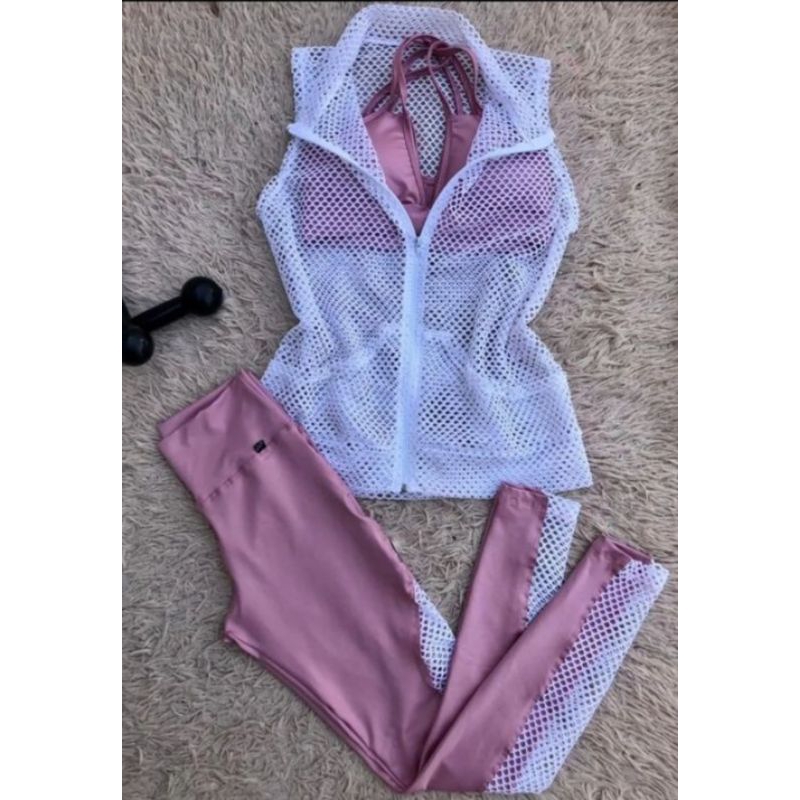 Conjunto de academia fitness Rosa Tamanho 36/40 | Shopee Brasil