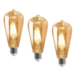 Kit 3 un Filamento Retro St64 4w E27 2000k Bivolt Vintage lampada led