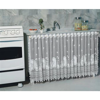 Cortina Para Pia De Cozinha De Renda - 130x70cm - Romance