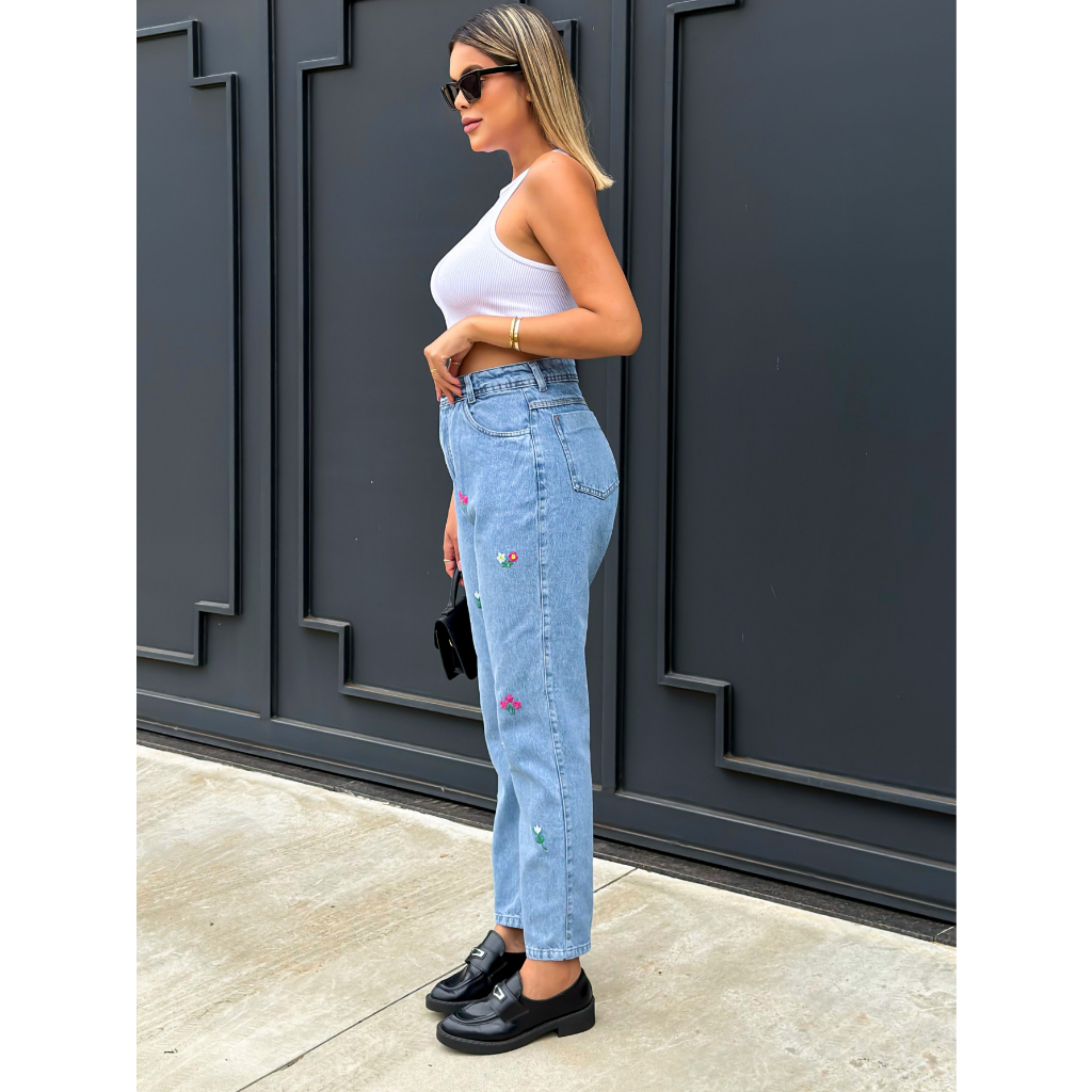 kissmelady 8047 CALCA JEANS FEMININA CALCA MOM BORDADO 8047