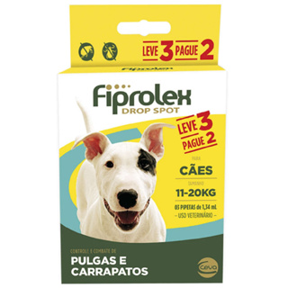 Combo Antipulgas Fiprolex Cães 11 a 20kg Ceva 3 Pipetas