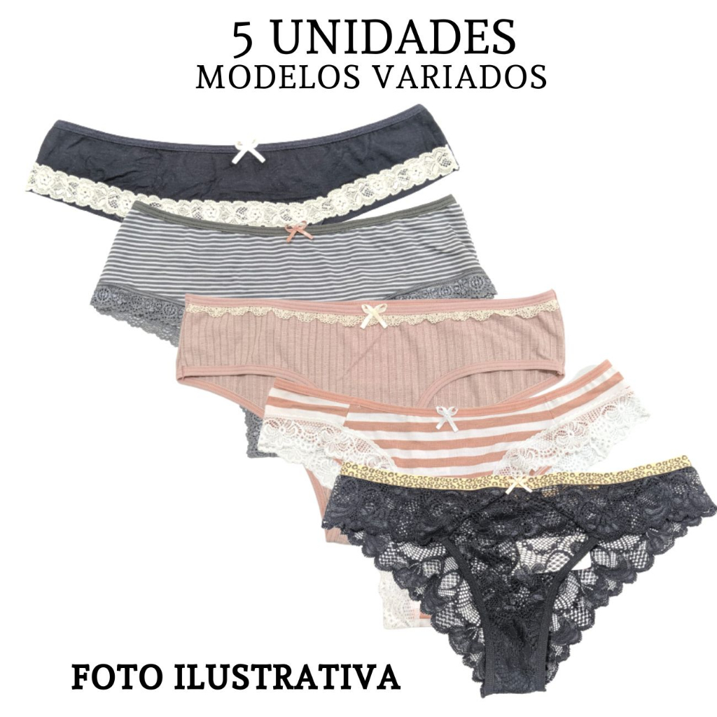 kit 5 calcinhas promoção modelos e cores variadas ótima oportunidade