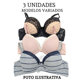 Kit 3 Conjuntos Lingerie Com Bojo Sensual - Moda Íntima