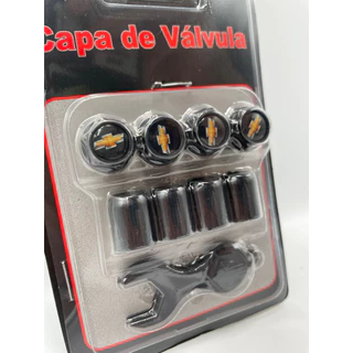 Tampa 4 Bico Pneu Válvula Preto Chevrolet Gm - Todos