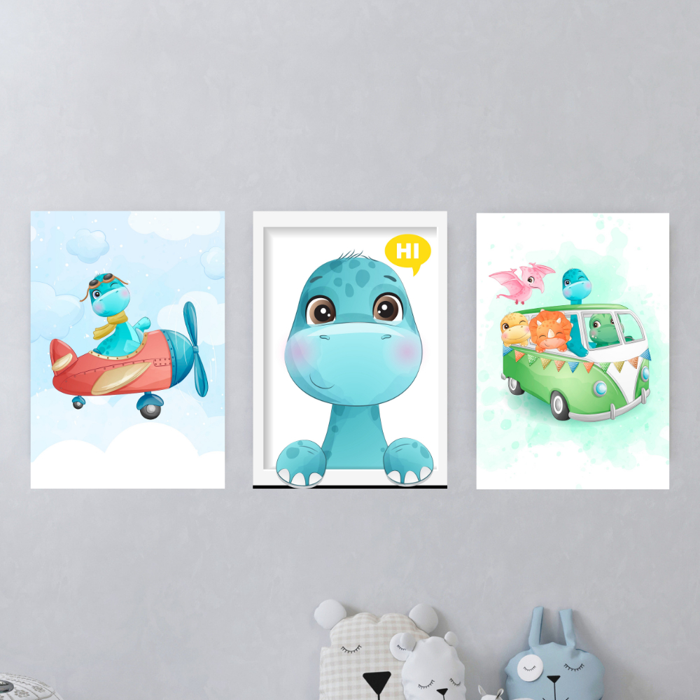 Quadros Decorativos Quarto Infantil Dinossauro Baby