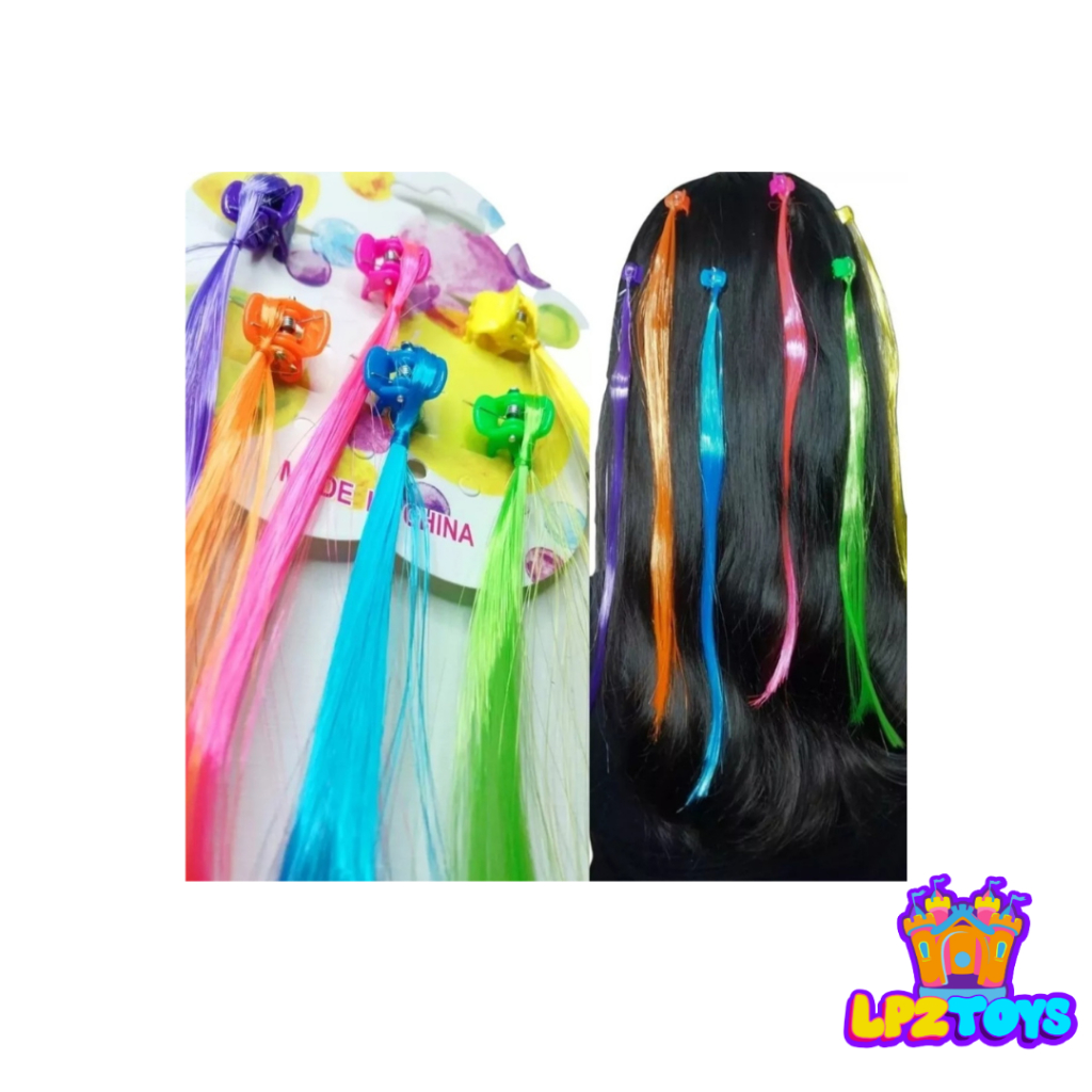 kit com 12 Mechas Coloridas Infantil Aplique com mini piranha 2 ...