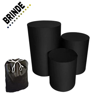Trio de Capas para Mesa Cilindro Tecido Helanca Com Elástico Veste Fácil Cores Diversas PROMOÇÃO LENA LINDA COR