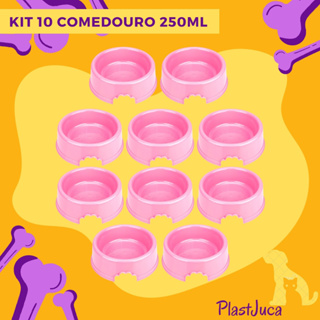 Kit 10 Comedouros Pote de Ração e Água Pequeno Para Cachorro e Gato 250ml