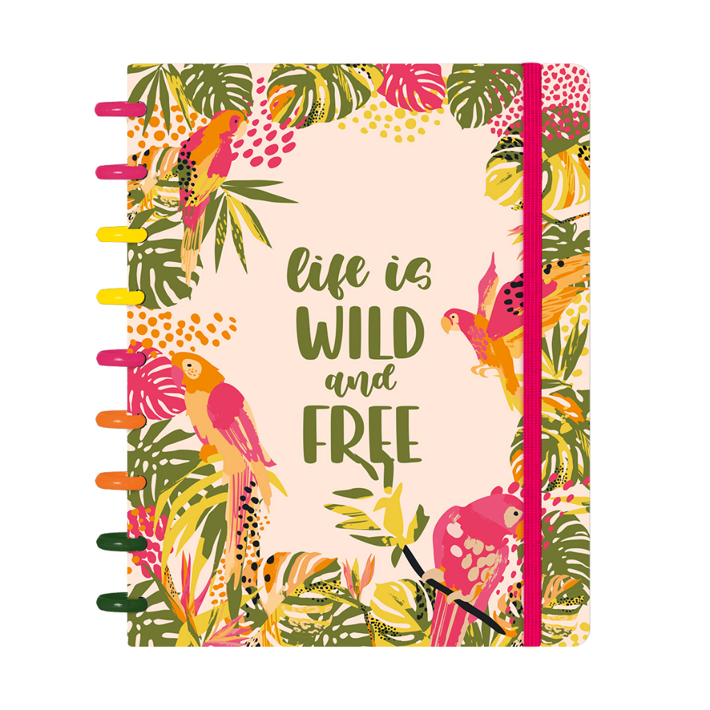 Caderno De Disco ISCOOL Disc Inteligente Médio 80 Folhas Tropical Cores