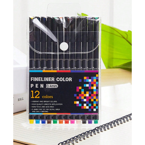 Conjunto 12 Cores Fineline Color Pen 0.4mm Super Fina | Shopee Brasil