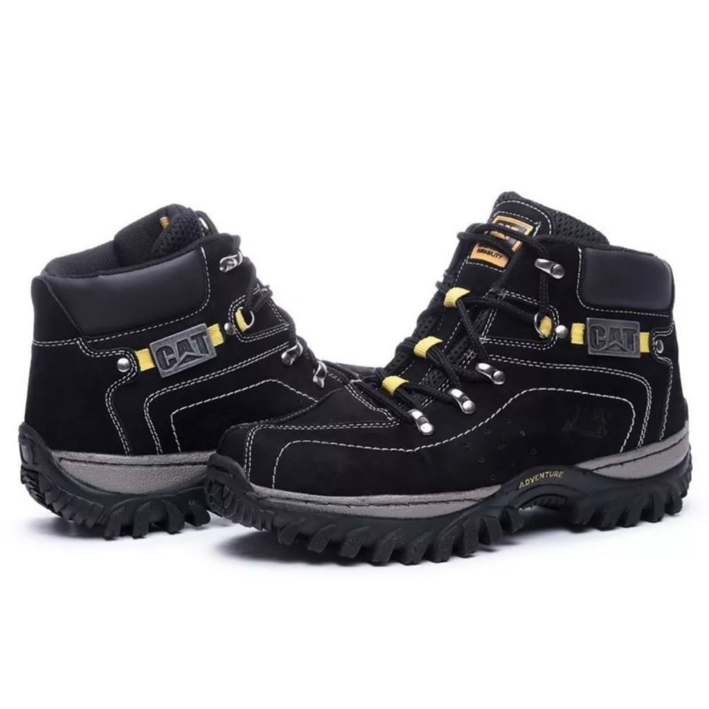 Bota Caterpillar de Couro Coturno Masculino Ref. 2190 Cor Black