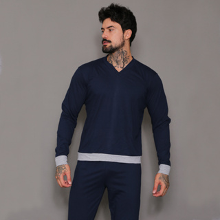 Pijama de inverno masculino com punho em Oferta na Shopee