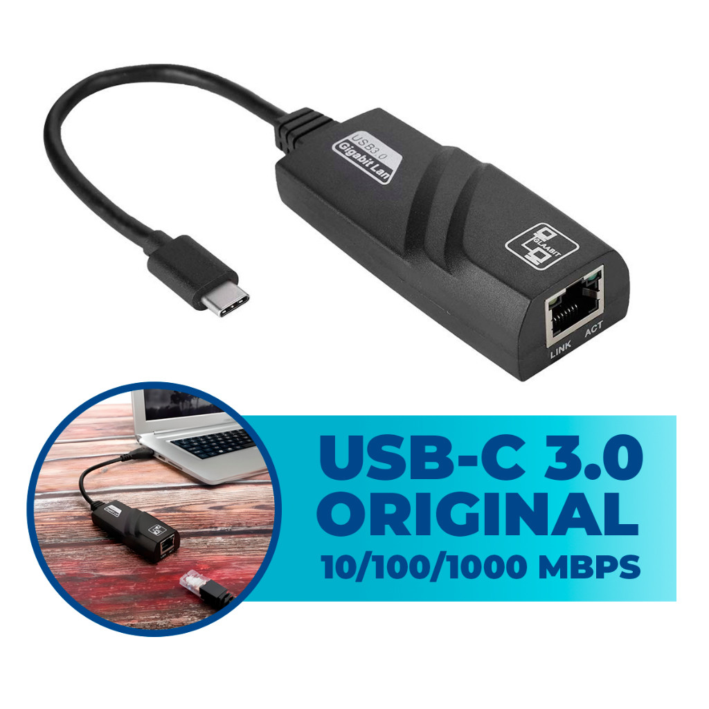 Adaptador De Rede Tipo C Para RJ45 Lan Adaptador Ethernet USB 3.0 Placa De Rede Com Fio PC Windows