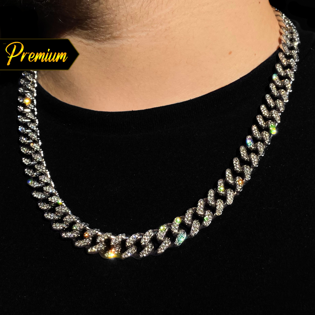 Colar Ice Cravejado Masculino Corrente Corente 60cm Premium + Caixinha ...