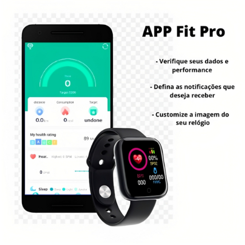 Relógio Inteligente com app. FitPro Foto na Tela Relógio