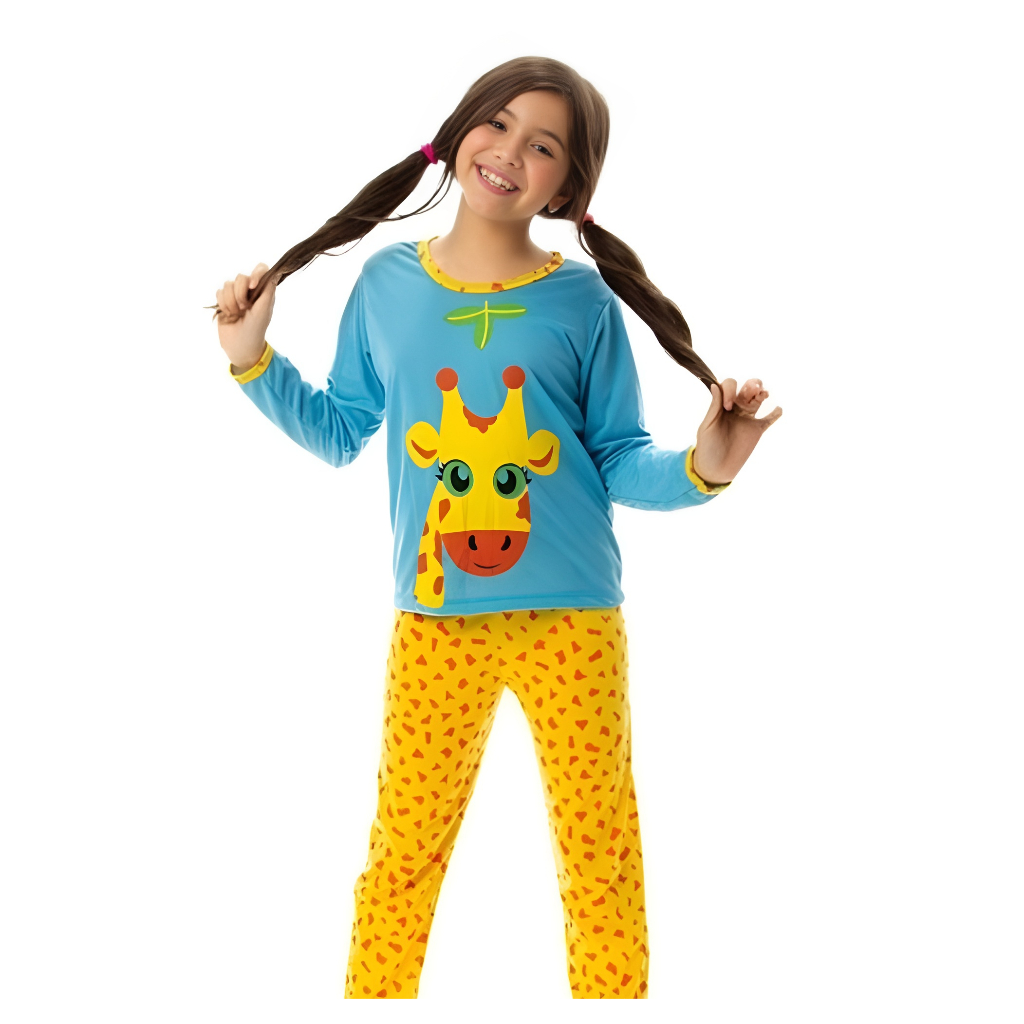 Pijama FB Infantil Girafinha Malha Premium Longo De Frio Inverno Manga Comprida em Oferta na Shopee