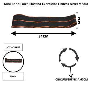Mini Band Faixa Elástica Exercícios Fitness Nível Médio larg - 6cm - Lord Imperio