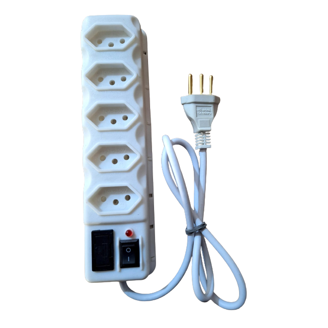 Filtro de Linha Branco 3, 4, 5 e 6 Tomadas Extensão Elétrica Régua Elétrica