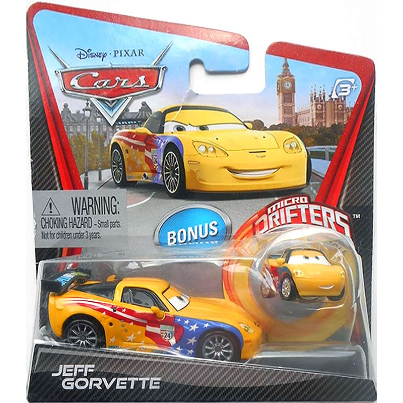 Disney Cars 2 Jeff Gorvette com Micro Drifters veiculo Mattel