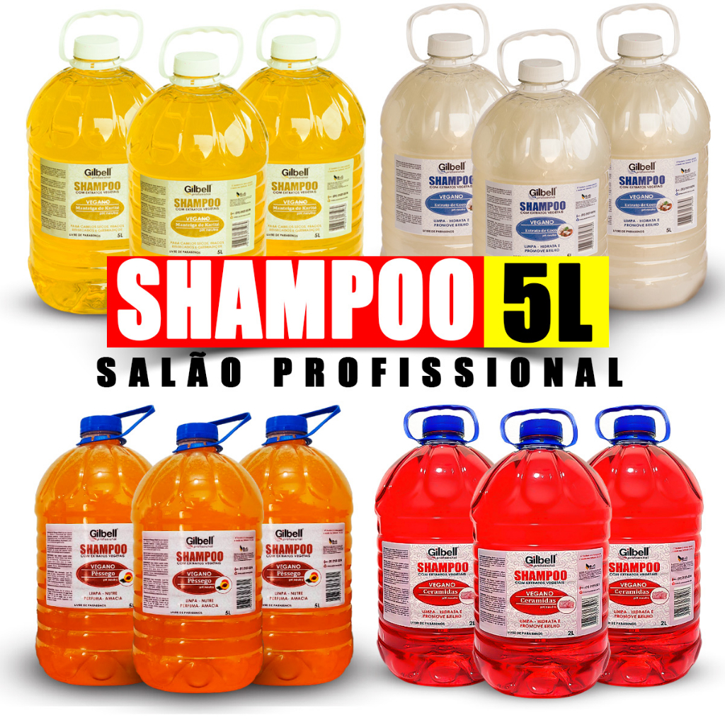 Shampoo 5 Litros Sem Sal Neutro Profissional Lavatório Salão De Beleza Perolado 5L Espuma Muito