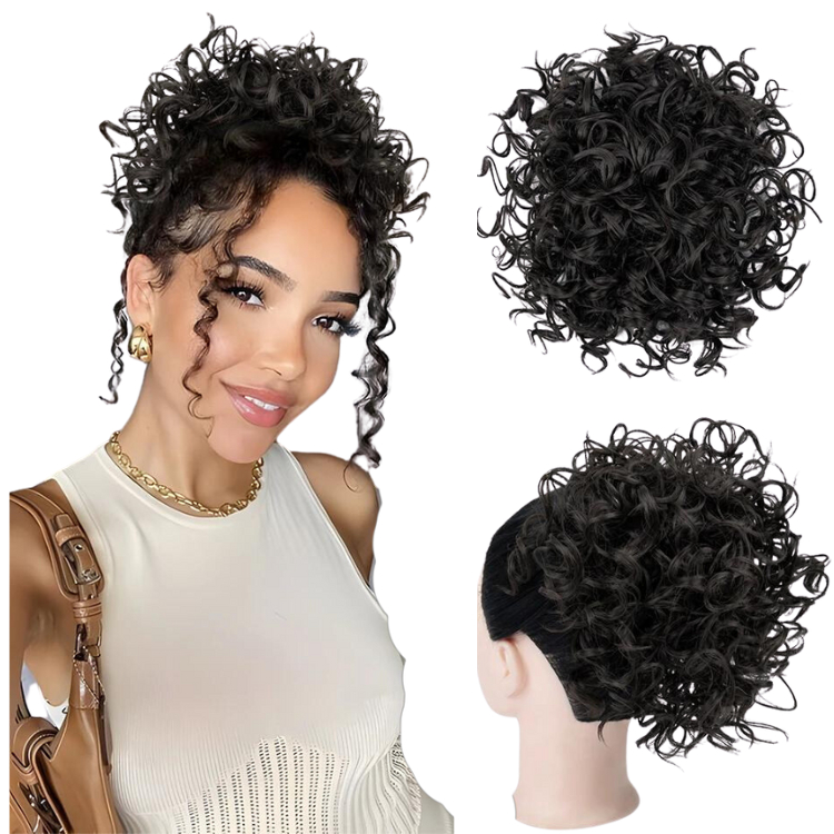 Penteado De Cabelo Cacheado Bagunçado Coque Extensão De Elásticos De  Cabelo, 1 Pçs Cacheado Ondulado Coque Sintético Pedaço De Cabelo Grampo De  Cabelo Coque Chignon Para Mulheres Meninas Puff Rabo