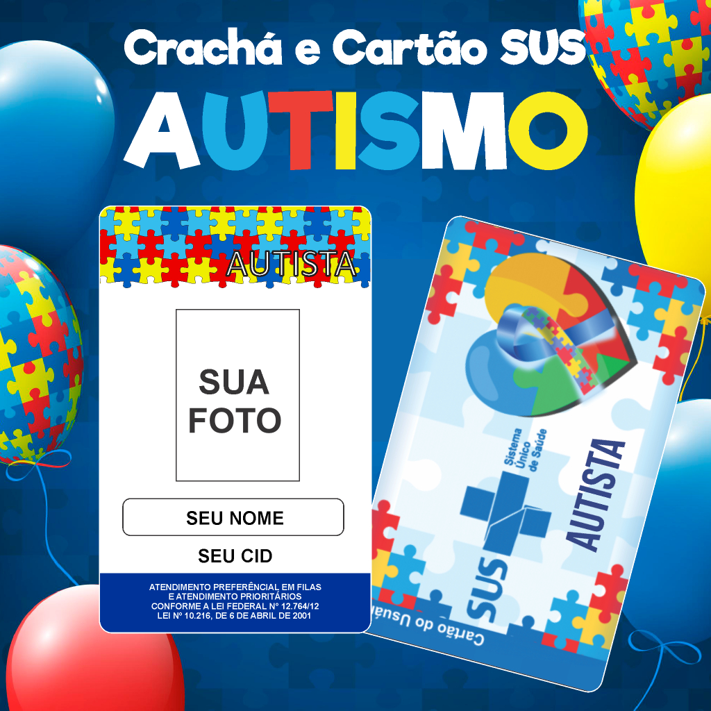 Crachá Ou Cartão Sus Do Autista Pvc Personalizado | Shopee Brasil