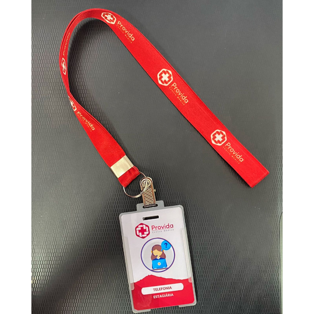 Crachá em PVC personalizado + Cordão Personalizado 20mm