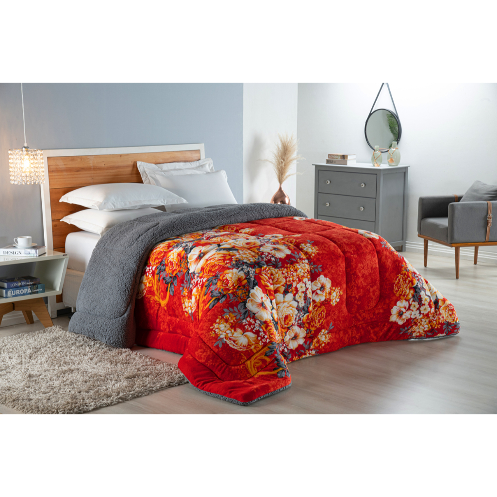 Coberdrom Edredom Sherpa Casal King Sizes Dupla Face Gigante Grosso Macio e Quentinho