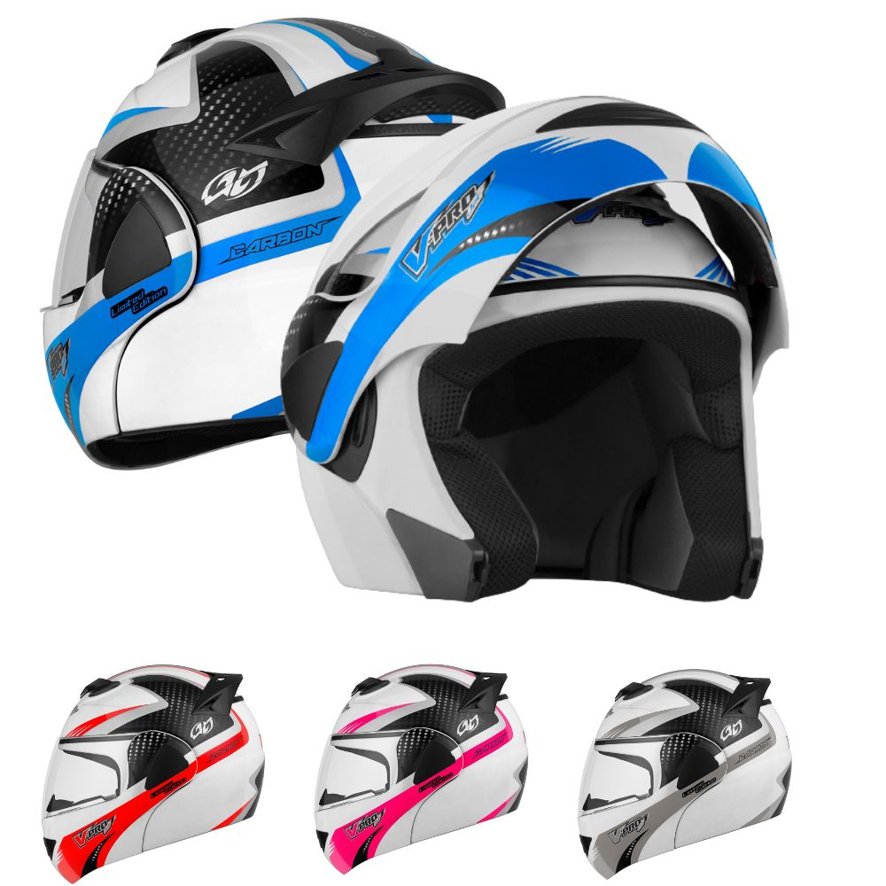 Capacete Escamoteável Masculino e Feminino Pro Tork V-Pro Jet 2 Carbon Branco
