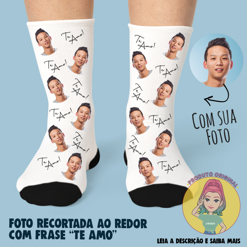 Meia Personalizada com Foto e Frase