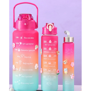 kit Garrafa Motivacional Colorida água Academia fitness 2000 ml,900ml,300ml Fabrica