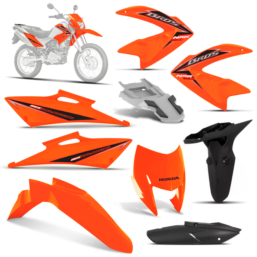 Kit Carenagem Completo 150 Bros 2011 Esd Laranja C Adesivos | Shopee Brasil