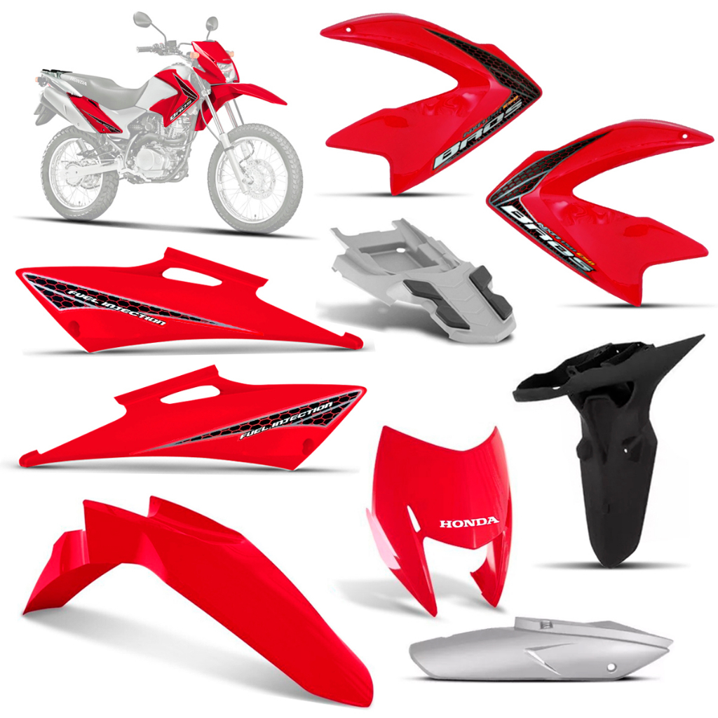 Kit Carenagem Nxr 150 Bros 2009 Vermelha Com Adesivos | Shopee Brasil
