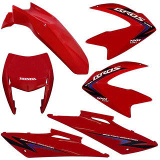 Kit Carenagem Nxr 150 Bros 2012 Esd / Vermelha / Adesivo
