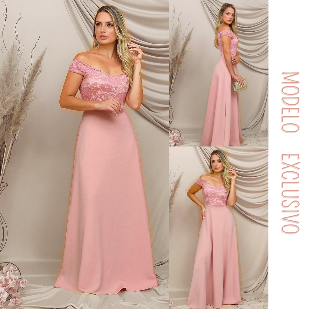 Vestido longo de clearance renda para madrinha