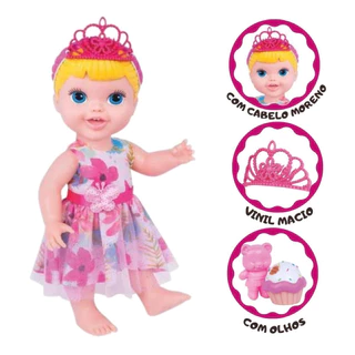Boneca Babys Collection Festa Animada com Coroa e Ursinho em Oferta na Shopee