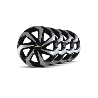 Jogo 4 Calotas Spider Aro 14 Prata/Preta Gm Prisma Agile Celta